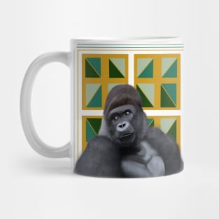 Sitting Silverback Gorilla Yellow Green Geometric Mug